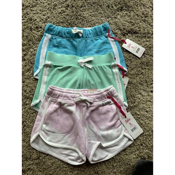 LOT of 3 JUSTICE size 7/8 DOLPHIN SHORTS Pink Green Blue NEW WITH TAGS Q24